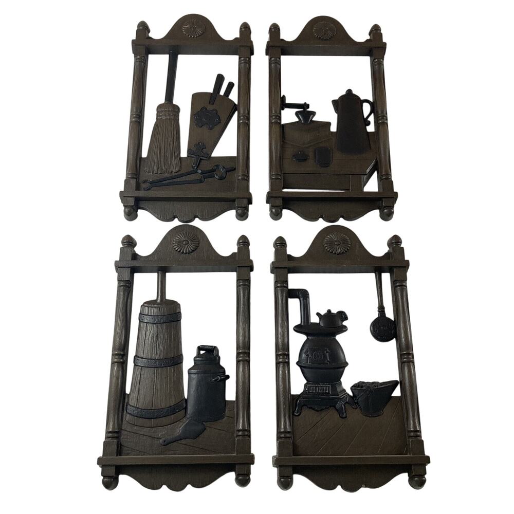 Plastic Wall Hangings Set of 4 by Dart Industries Vintage Old Timey Housewares